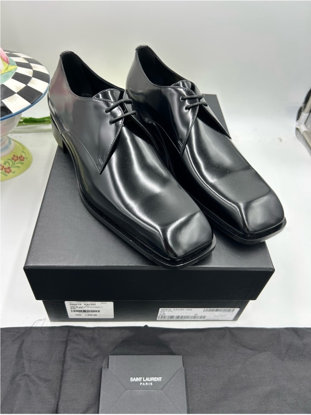 Men’s Saint Laurent JEAN leather Derby shoes size 42/9 US made in Italy